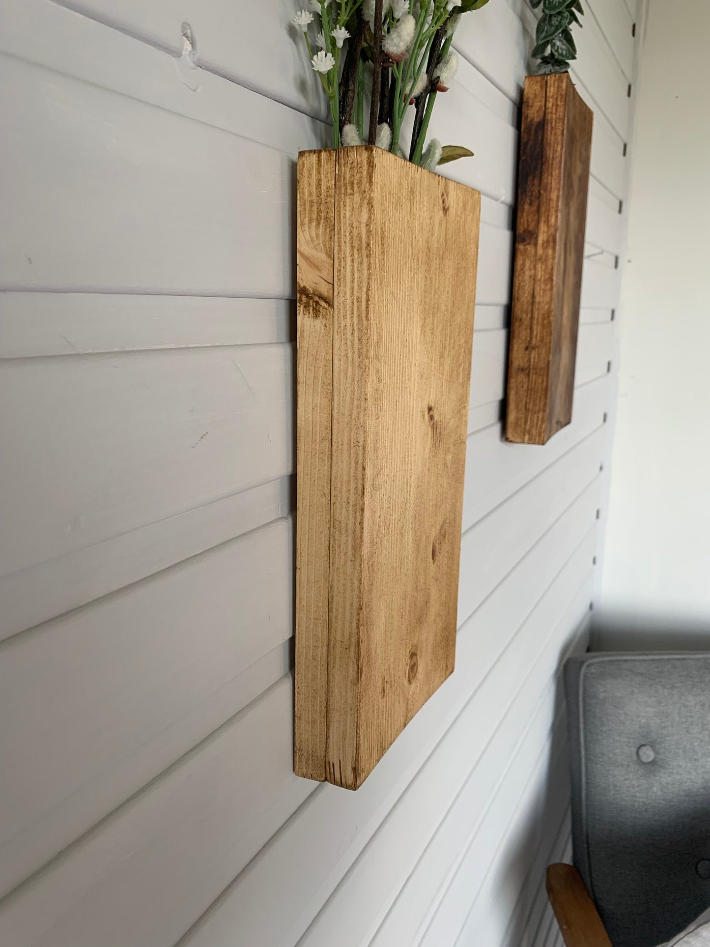 Wall Pockets, wooden wall mounted flower display